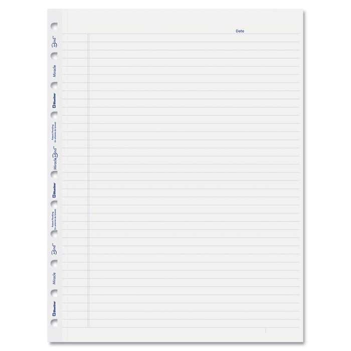 Blueline MiracleBind Ruled Paper Refill Sheets for all MiracleBind Notebooks and Planners, 11 x 9.06, White/Blue Sheets, Undated