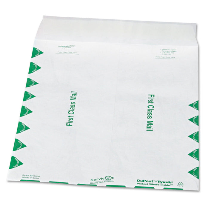 Survivor Lightweight 14 lb Tyvek Catalog Mailers, First Class, #12 1/2, Square Flap, Redi-Strip Closure, 9.5 x 12.5, White, 100/Box