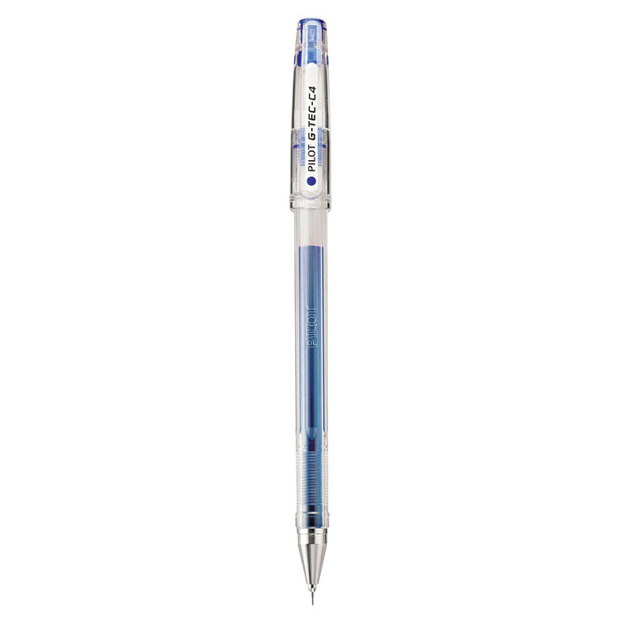 Pilot G-TEC-C Ultra Gel Pen, Stick, Extra-Fine 0.4 mm, Blue Ink, Clear Barrel, Dozen