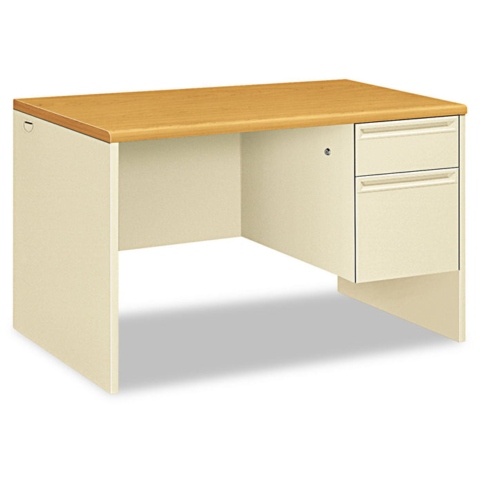HON 38000 Series Right Pedestal Desk, 48" x 30" x 29.5", Harvest/Putty