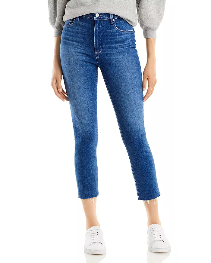 Paige Sarah Slim Crop W/ Raw Stringy Hem in Starcrossed, Size 24 by Vanessa Jane
