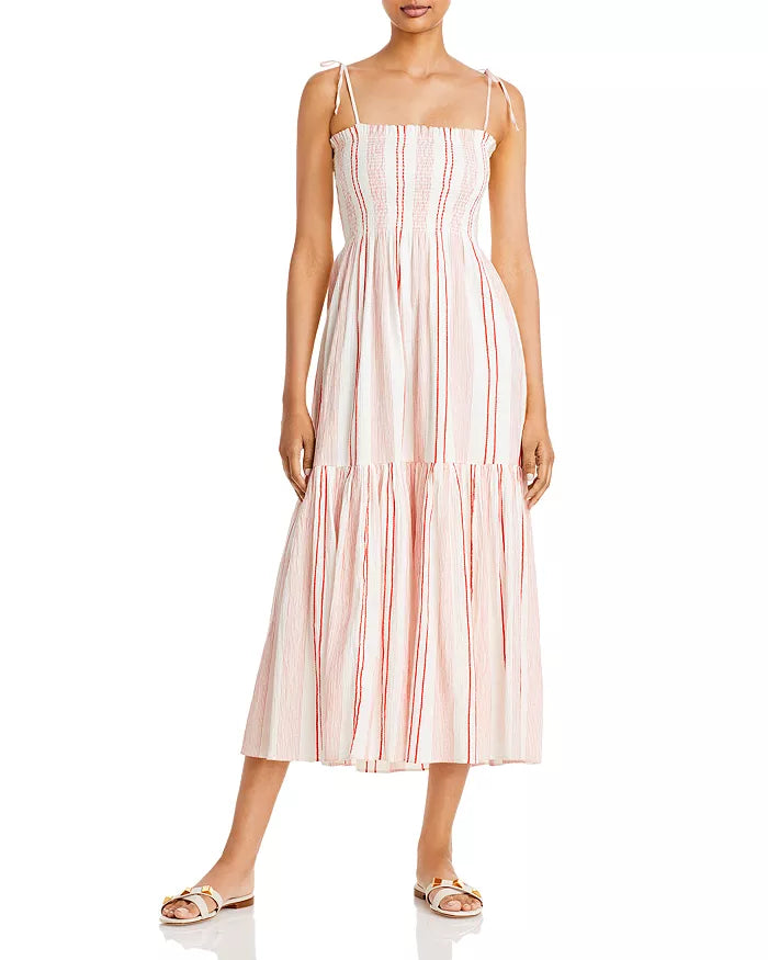 Joie Womens Jailene Striped Smocked Maxi Dress - Pink Multicolor, Size XXS by Vanessa Jane