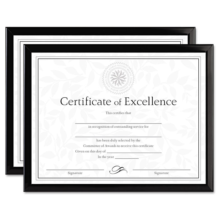 DAX Value U-Channel Document Frames with Certificates, 8.5 x 11, Black, 2/Pack