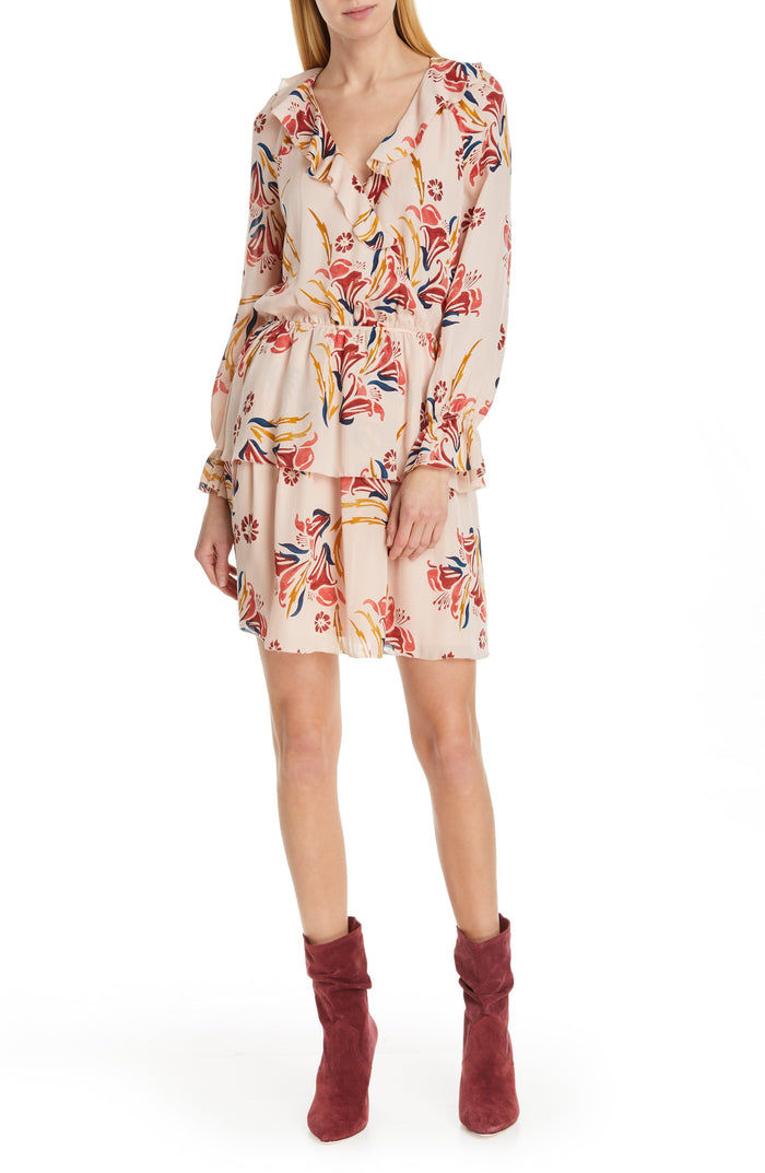Joie Womens Nour 100% Silk Ruffle Neck Silk Dress, Size XL by Vanessa Jane