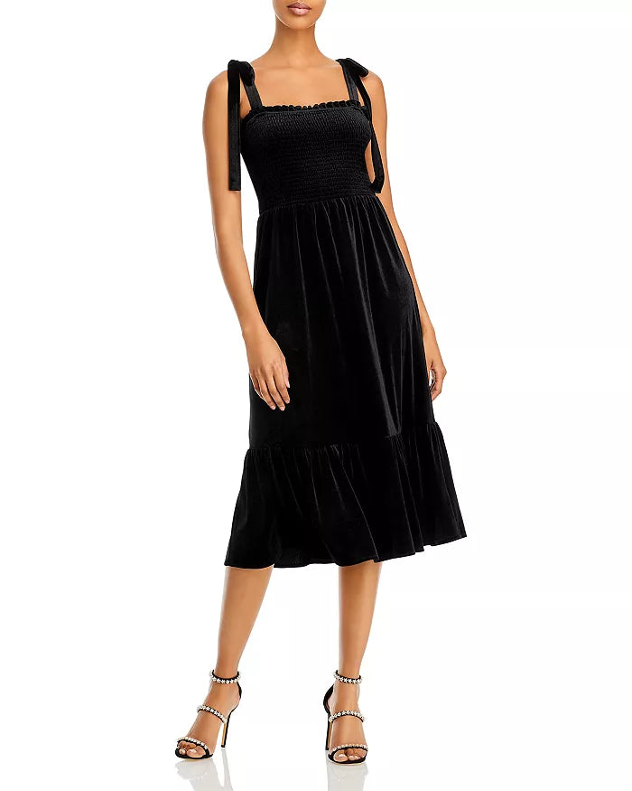 Lucy Paris Velvet Ruffle Smocked MIDI Dress by Vanessa Jane