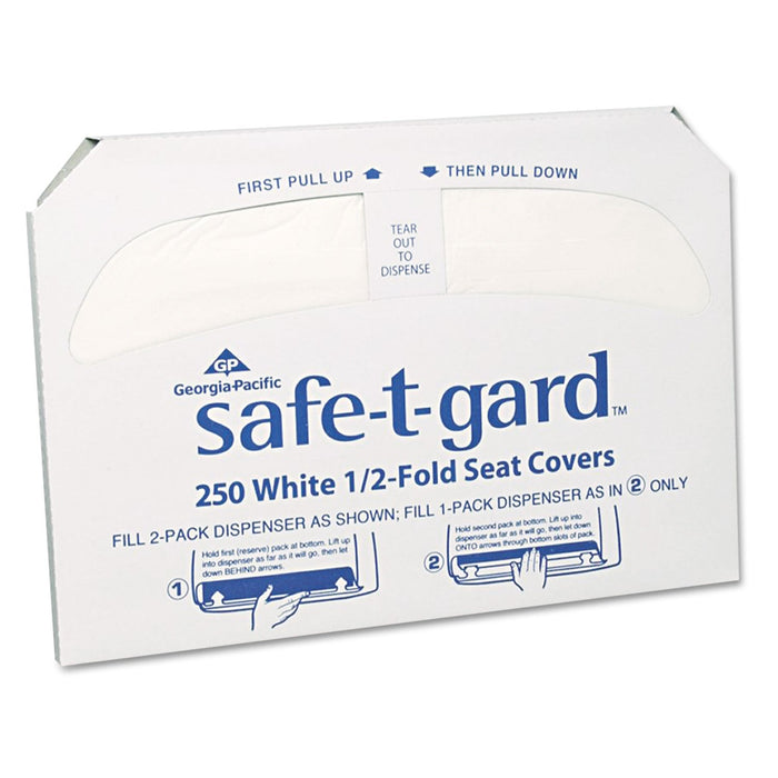 Georgia Pacific Safe-T-Gard Half-Fold Toilet Seat Covers, 14.5 x 17, White, 250/Pack, 20 Packs/Carton