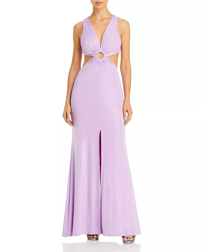 Aqua Womens Ruched Cut-Out Formal Evening Dress Gown by Vanessa Jane
