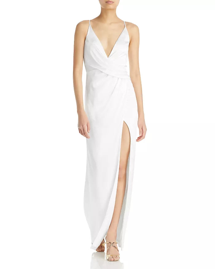 Aidan by Aidan Mattox V Neck Draped Column Gown by Vanessa Jane