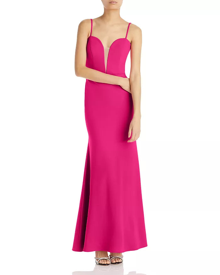 Aqua Plunge Neck Gown by Vanessa Jane