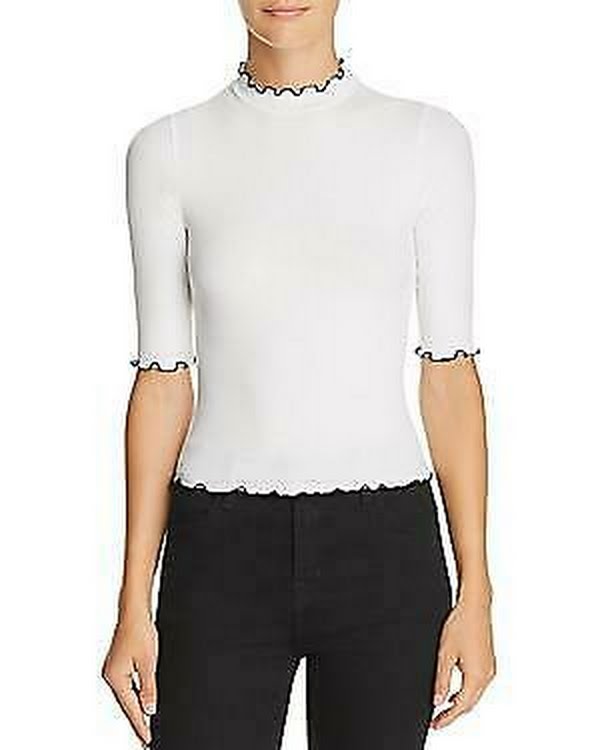 Aqua Women's Ruffle-Trim Cropped Top, Size Medium by Vanessa Jane