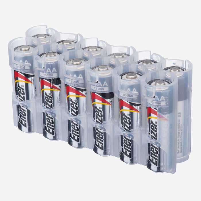 12 AA Pack Battery Caddy (Clear) by Storacell