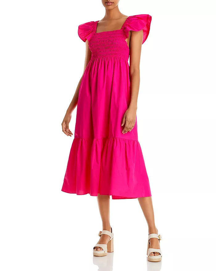 Aqua Smocked MIDI Dress by Vanessa Jane