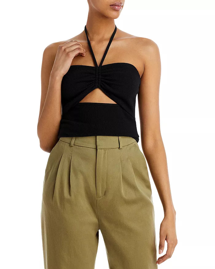 Aqua Cut-Out Halter Top by Vanessa Jane