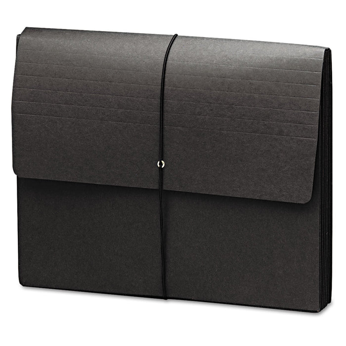 Smead Extra-Wide Expanding Wallets with Elastic Cord, 5.25" Expansion, 1 Section, Elastic Cord Closure, Letter Size, Black, 10/Box