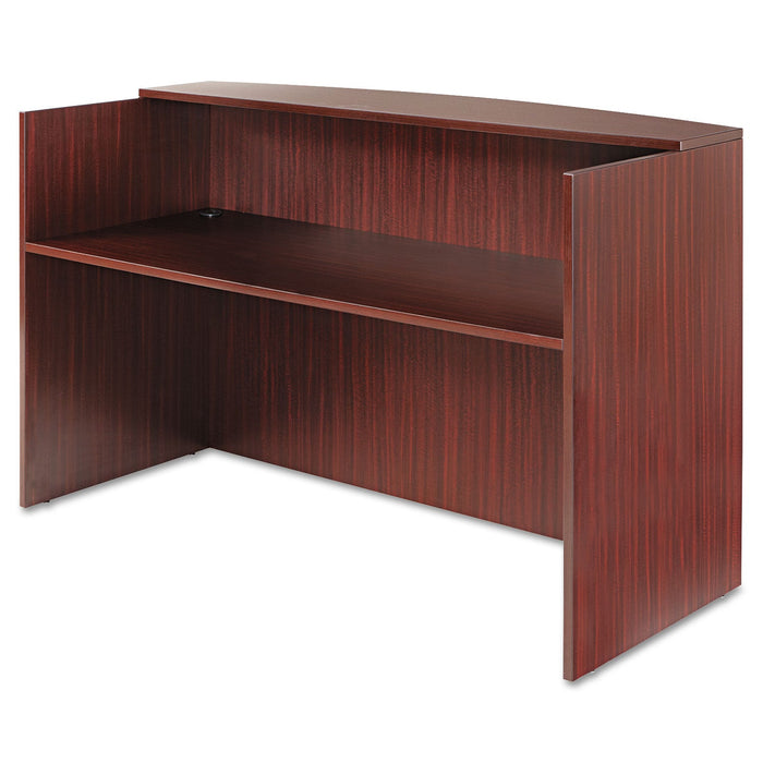 Alera Valencia Series Reception Desk with Transaction Counter, 71" x 35.5" x 29.5" to 42.5", Mahogany