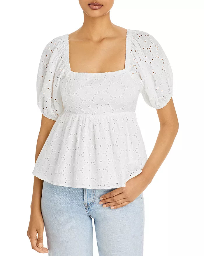 Aqua Babydoll Eyelet Top by Vanessa Jane