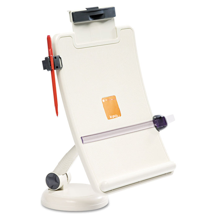 Kelly Computer Supply Copyholder with Curved Tray and Weighted Base, 75 Sheet Capacity, Plastic, Putty