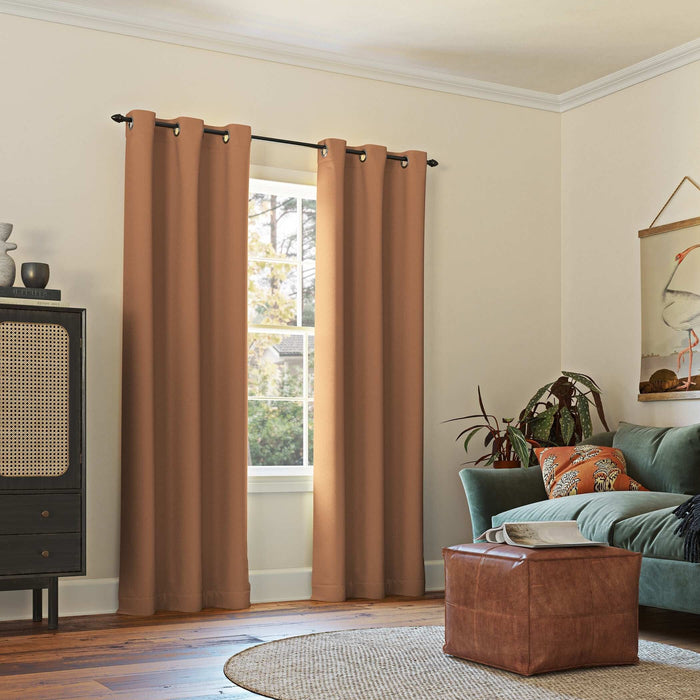 Sun Zero Mercer Blackout Solid Grommet Single Curtain Panel, Sunbaked by Vanessa Jane