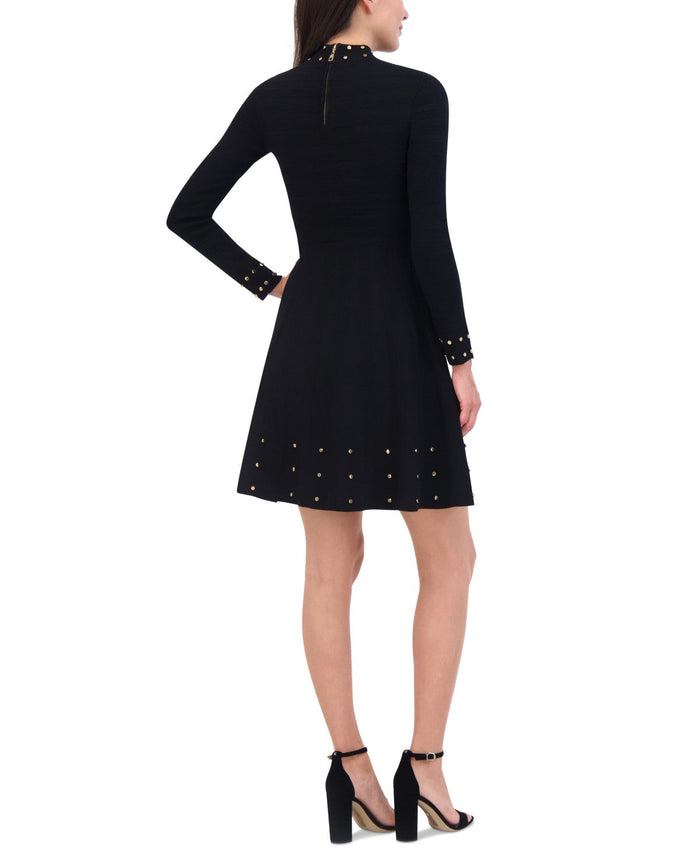Vince Camuto Womens Embellished Mock Neck Dress - Black, small by Vanessa Jane