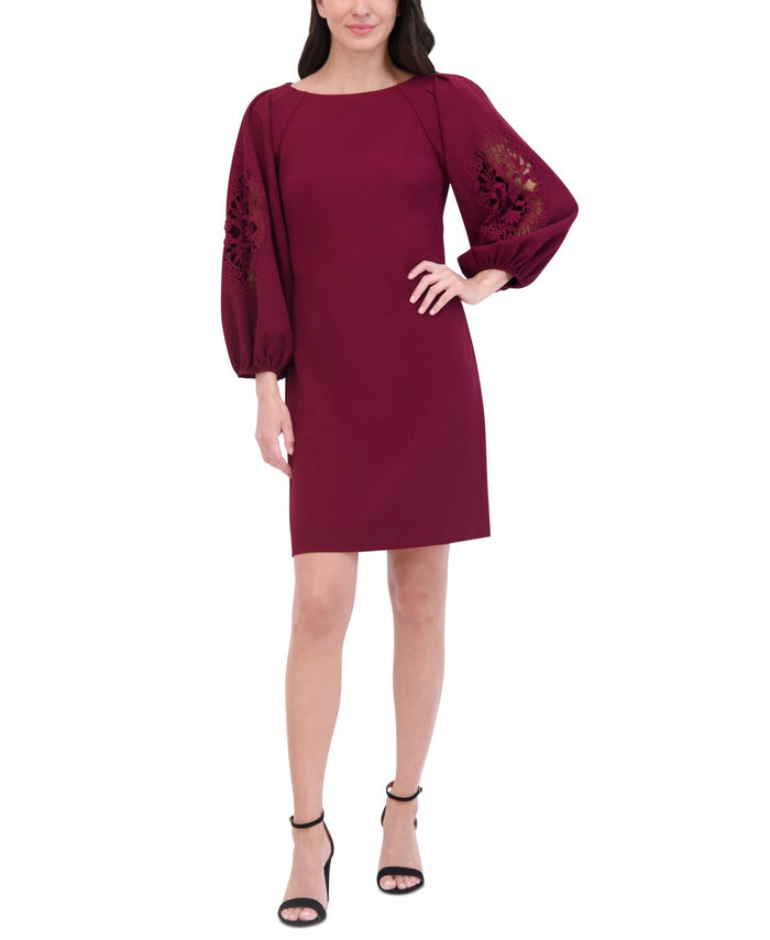 Vince Camuto Womens Boat-Neck Signature Crepe Shift Dress - Wine, Size 12 by Vanessa Jane