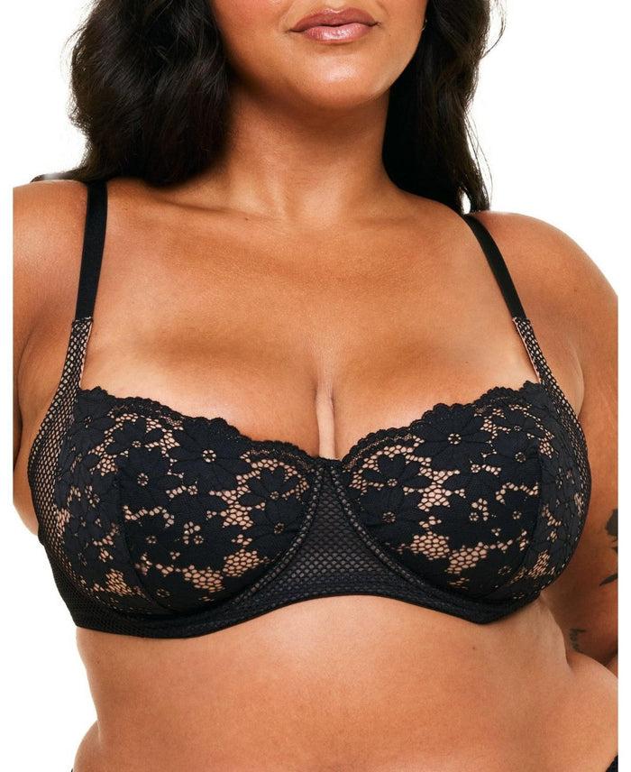 Adore Me Womens Roxanne Unlined Balconette Bra - Black, 38DD by Vanessa Jane