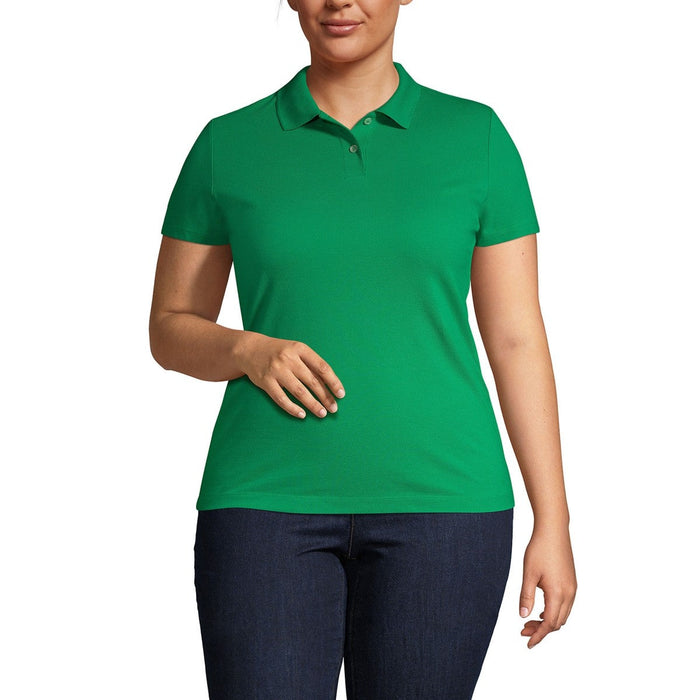 Lands End Plus Size Short Sleeve Basic Mesh Polo Shirt - Vibrant Clover, 2X by Vanessa Jane