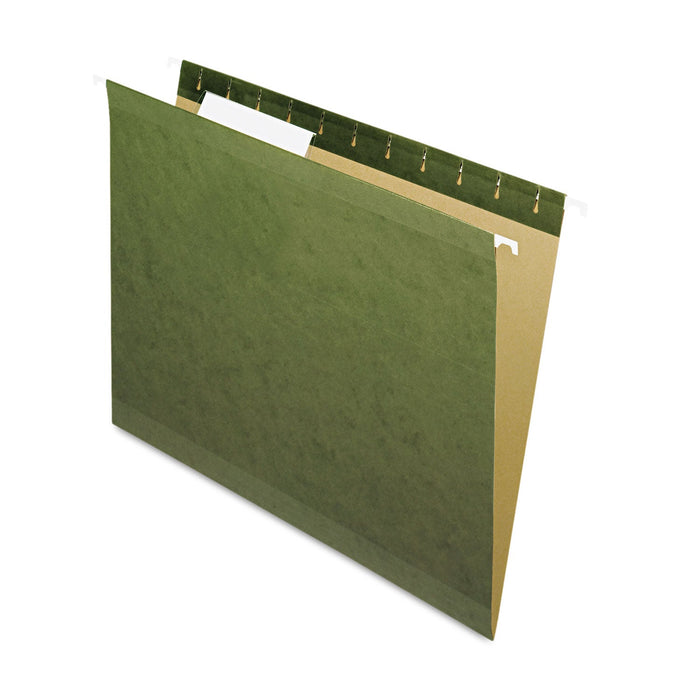Pendaflex Reinforced Hanging File Folders with Printable Tab Inserts, Letter Size, 1/3-Cut Tabs, Standard Green, 25/Box