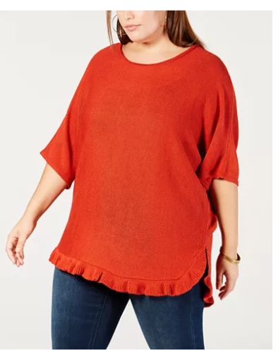 NY Collection Plus Size Ruffled Sweater,Size 1X by Vanessa Jane
