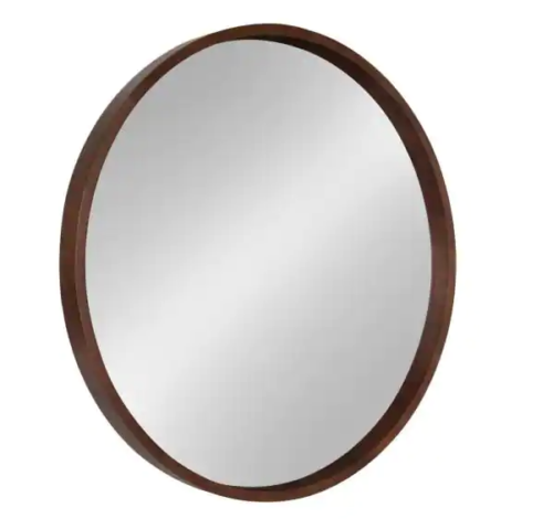 Kate and Laurel Medium Round Walnut Brown Contemporary Mirror 30 In. H x 30 In. by Vanessa Jane