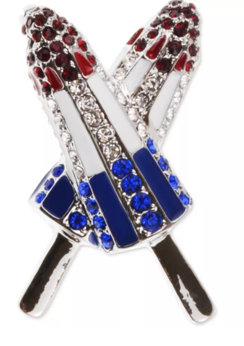 Holiday Lane Silver-Tone Red, White and Blue Pave Popsicle Pin by Vanessa Jane
