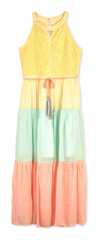 BCX Big Girls Colorblocked Lace Maxi Dress, Size 16 by Vanessa Jane