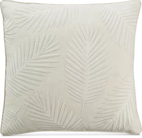 Lacourte Palm Leaf Velvet Applique 20 x 20 Decorative Pillow – White by Vanessa Jane