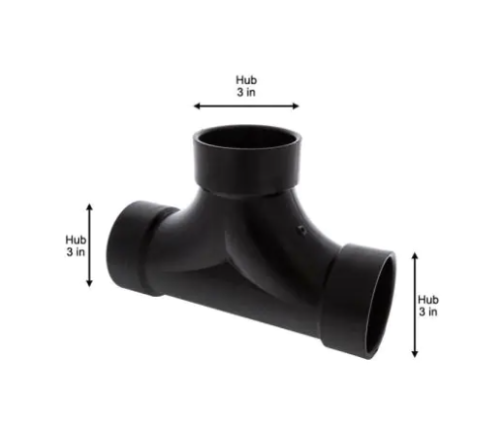 NIBCO 3 in. ABS DWV All Hub Two-Way Cleanout Tee Fitting, Black by Vanessa Jane
