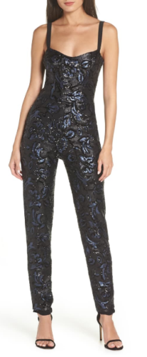 Dress the Population Women's Chloe Sequin Jumpsuit, Size Small by Vanessa Jane