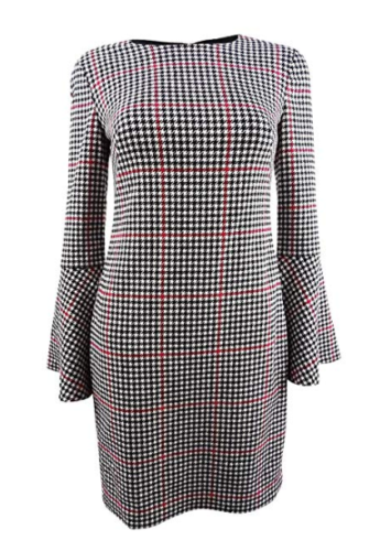 LAUREN RALPH LAUREN Womens Houndstooth Bell Sleeves Cocktail Dress,Size 14P by Vanessa Jane