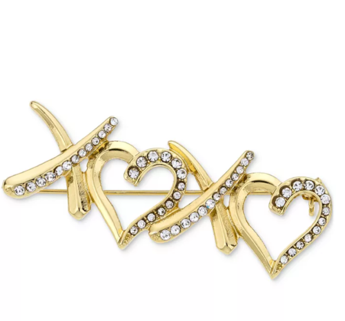 Holiday Lane Gold-Tone Pave Xoxo Heart Pin by Vanessa Jane