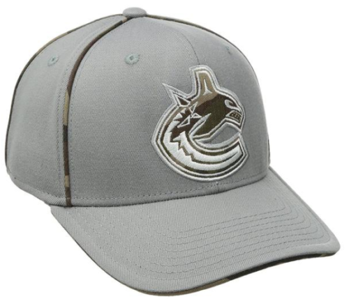 NHL Vancouver Canucks Mens SP17 Gray Camo Structured Flex Cap, Gray, L/X-Large by Vanessa Jane