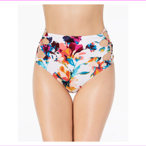 Bar III womens floral Lined Lace-Up High Waist Brief Bottoms by Vanessa Jane