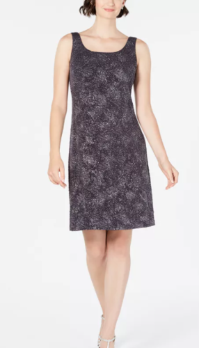Alex Evenings Womens Jacquard-Knit Dress, Size 10 Smoke by Vanessa Jane