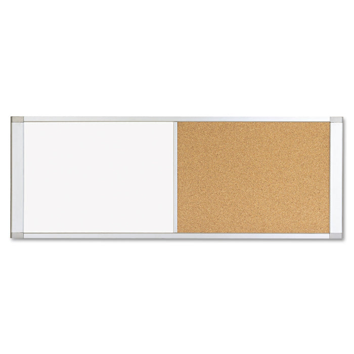 MasterVision Combo Cubicle Workstation Dry Erase/Cork Board, 48x18, Silver Frame