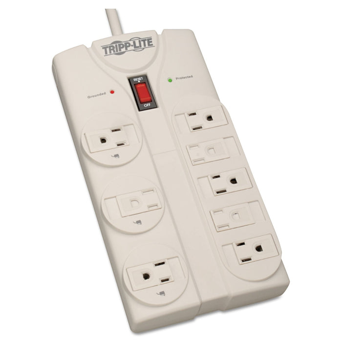Tripp Lite Protect It! Surge Protector, 8 AC Outlets, 8 ft Cord, 1,440 J, Light Gray