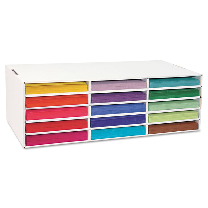Pacon Classroom Keepers Letter-Size Construction Paper Sorter/Storage Box, 15 Compartments, 29.25 x 12.88 x 9.38, White