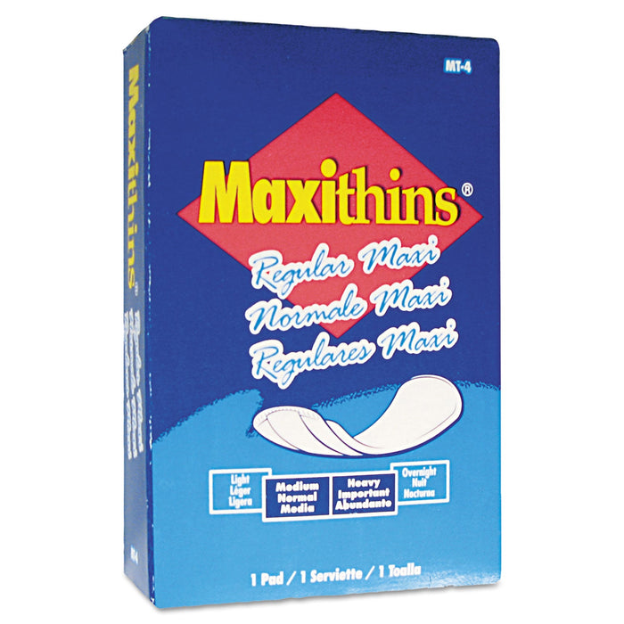 HOSPECO Maxithins Vended Sanitary Napkins #4, Maxi, 100 Individually Boxed Napkins/Carton