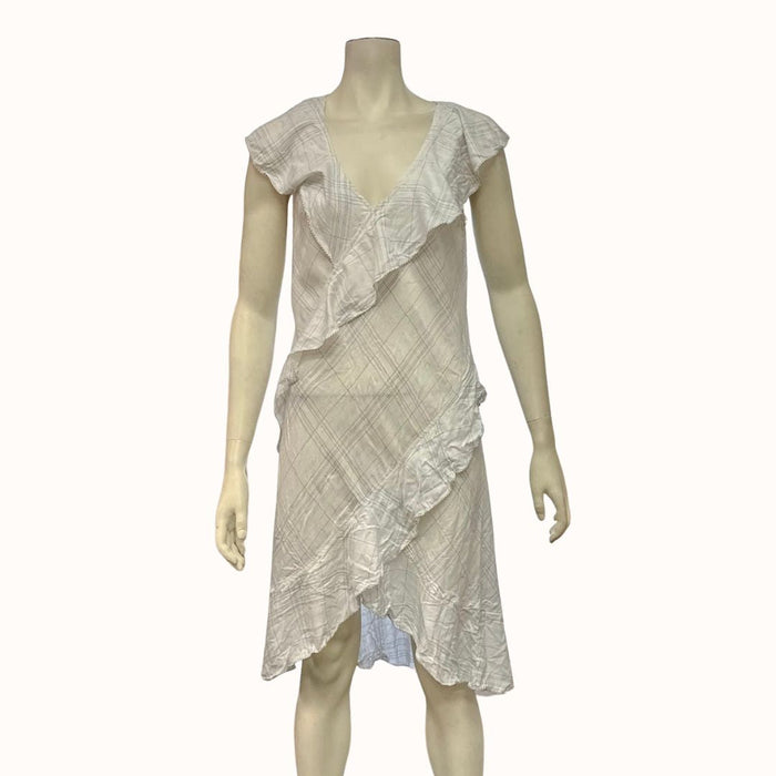 Max Studio London White Sleeveless Tiered Ruffled Shift Dress, Size Small by Vanessa Jane