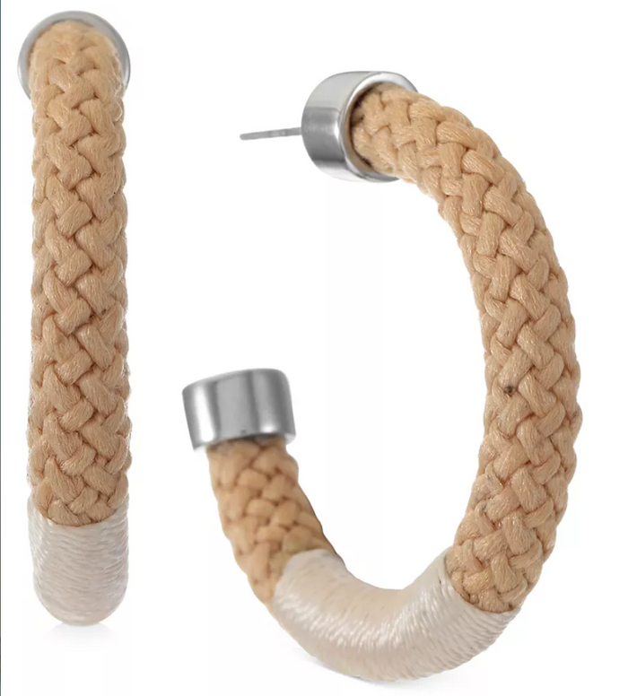 Alfani Silver-Tone Medium Braided Rope C-Hoop Earrings, 1.5 Inches by Vanessa Jane