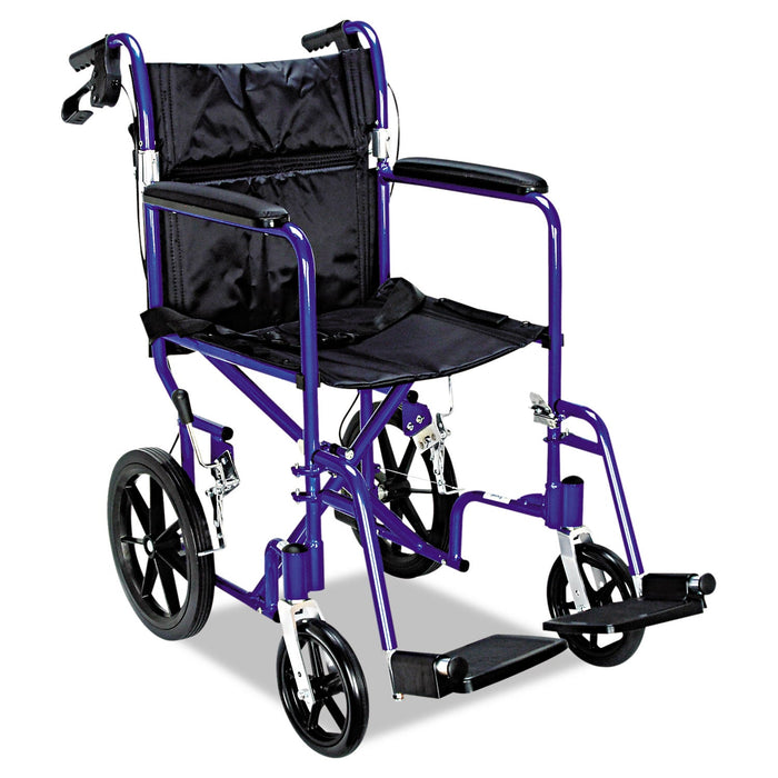 Medline Excel Deluxe Aluminum Transport Wheelchair, 300 lb Capacity, 19 x 16 Seat