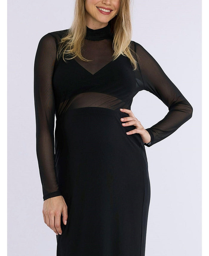 Motherhood Maternity Maternity Long Sleeve Bodycon Mesh Top Large by Vanessa Jane