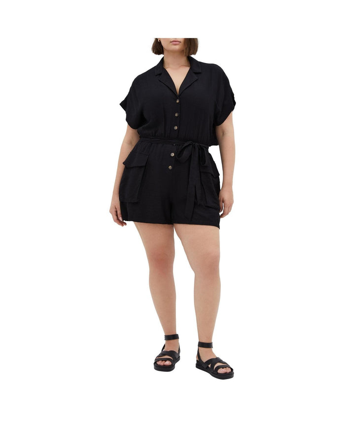 CITY CHIC Womens Jade Playsuit, Black - 16 / S by Vanessa Jane