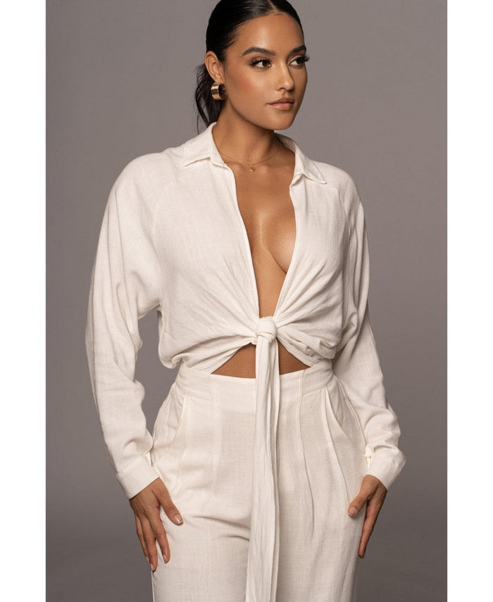 Jluxlabel Womens Soho Front Tied Woven Top by Vanessa Jane