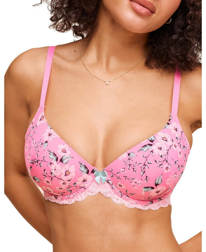 Adore Me Womens Kati Contour Demi Bra - Floral Pink, 34C by Vanessa Jane